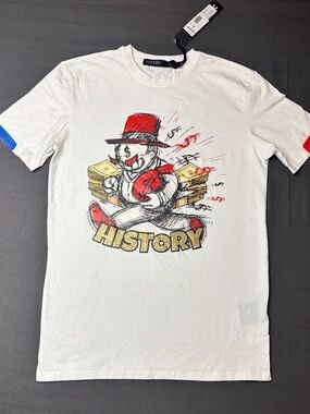Hudson Jeans White ‘WhiteHistory' Short Sleeve Tee with Red and Gold Men’s S